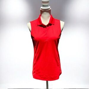 🌻Maggie Lane Red Sleeveless Collared Golf Polo Shirt Size Medium